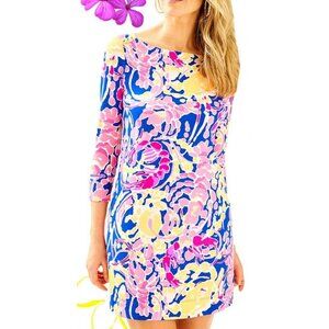 Lilly Pulitzer Multicolor Floral dress Women’s  XS 3/4 Sleeve Boat Neck feminine